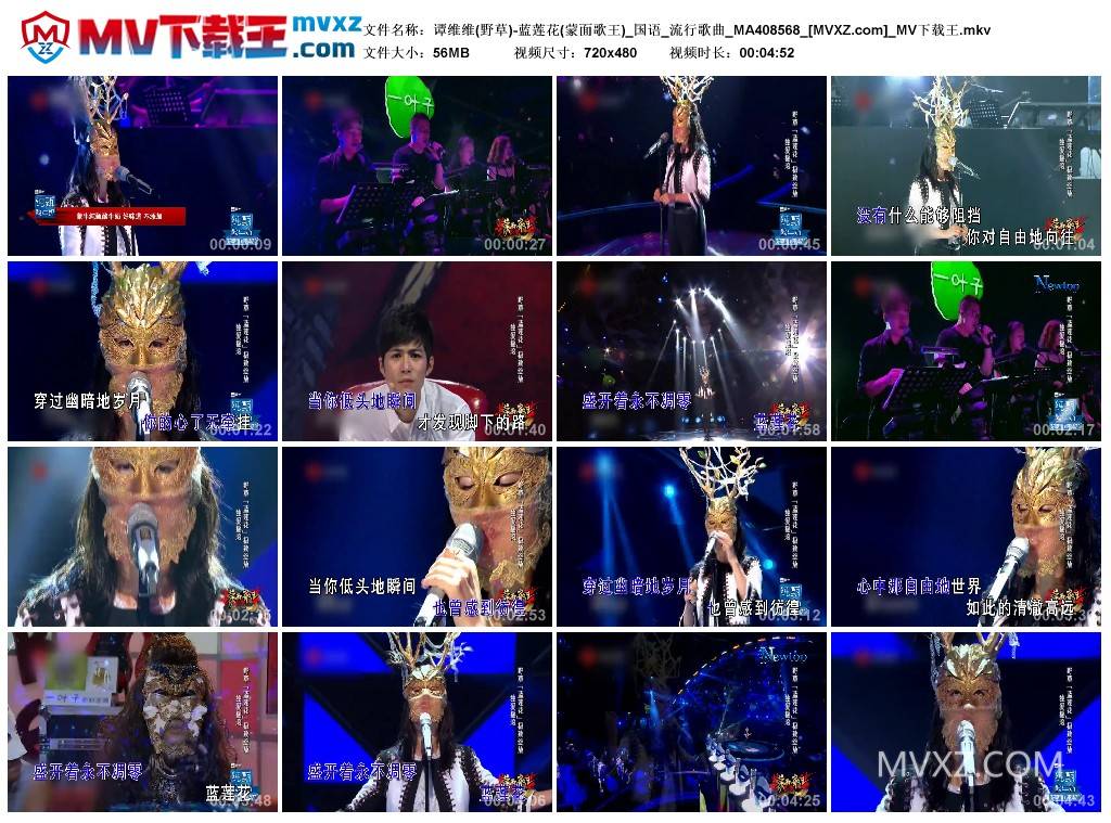 谭维维(野草)-蓝莲花(蒙面歌王)_国语_流行歌曲_MA408568